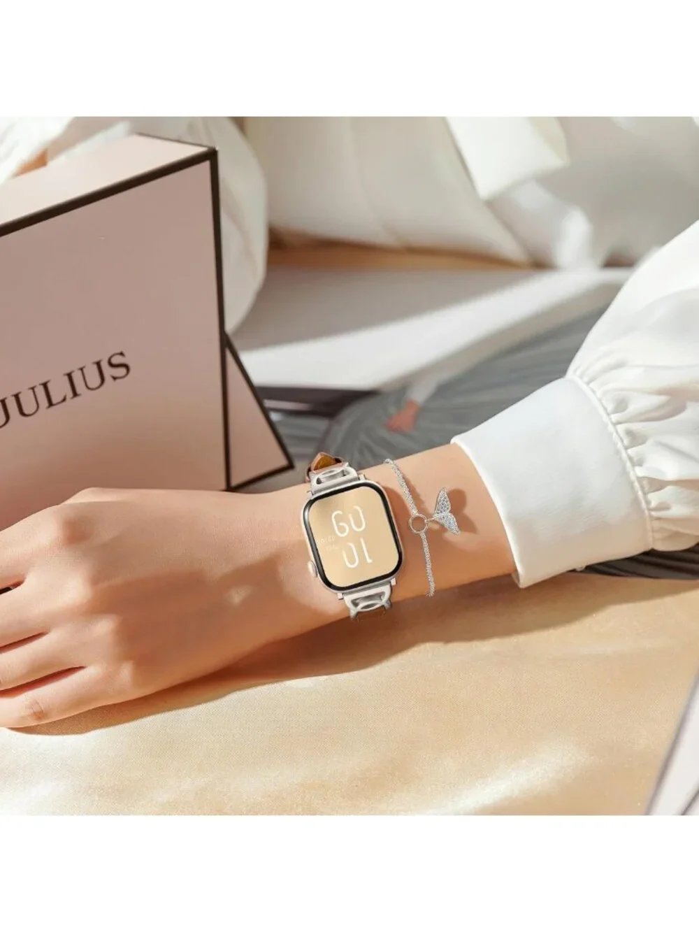 Slim Leather Apple Watch Band for Women - 38mm to 46mm, Stylish DC Buckle